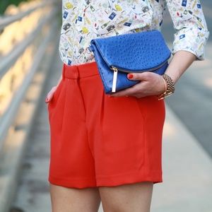 J. CREW Pleated Crepe Short Flame Red